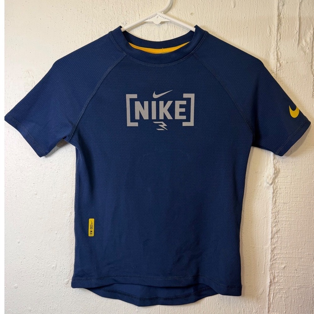 Nike 3 Brand Russell Wilson Boys Navy Blue Training Shirt Size S 8-10 Yrs